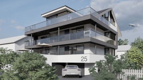 Design-Mehrfamilienhaus mit See- und Alpensicht